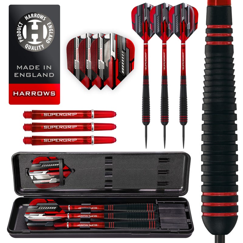 Harrows Ace Rubber Brass Steel Tip Darts Set 20g, 22g, 24g & 26g - Includes Supergrip Shafts, Micron Marathon Flights & Convenient Travel Case 20g - Image 2